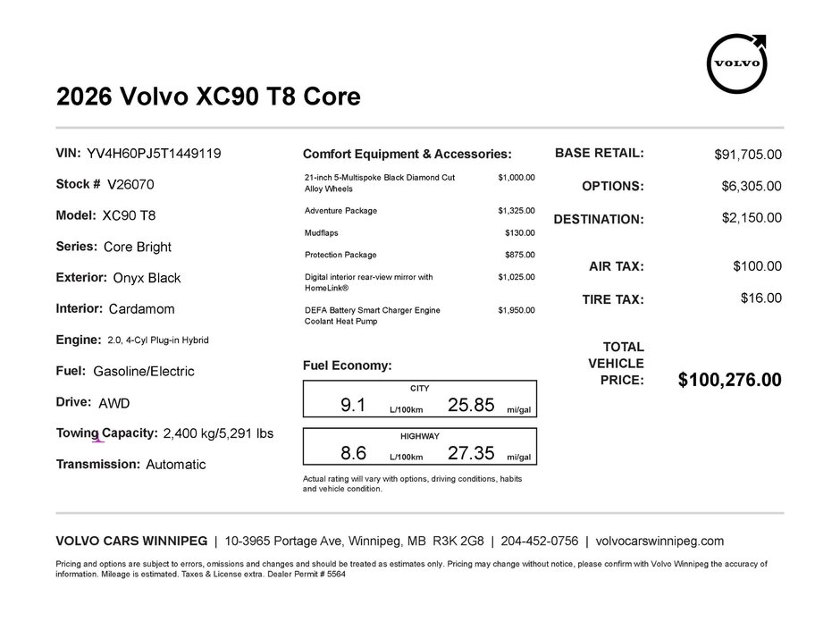 2026 Volvo XC90 Plug-In Hybrid Core Bright Theme-1