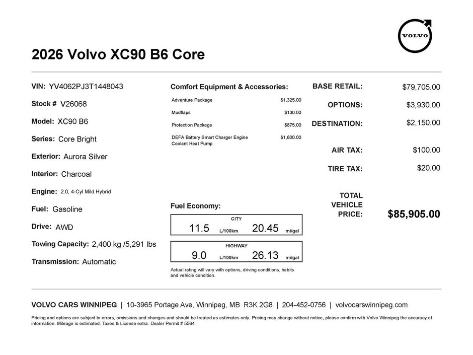 2026 Volvo XC90 Core Bright Theme-1