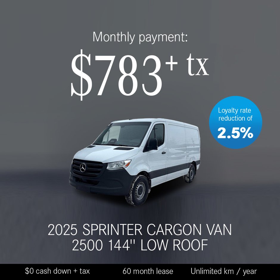 2025 Sprinter Cargo Van 2500 144'' Low Roof