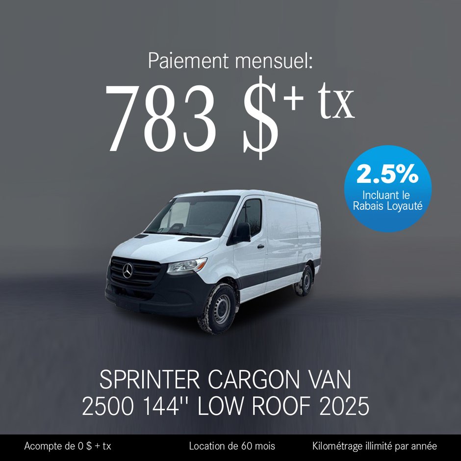 Sprinter Cargo Van 2500 144'' Low Roof 2025