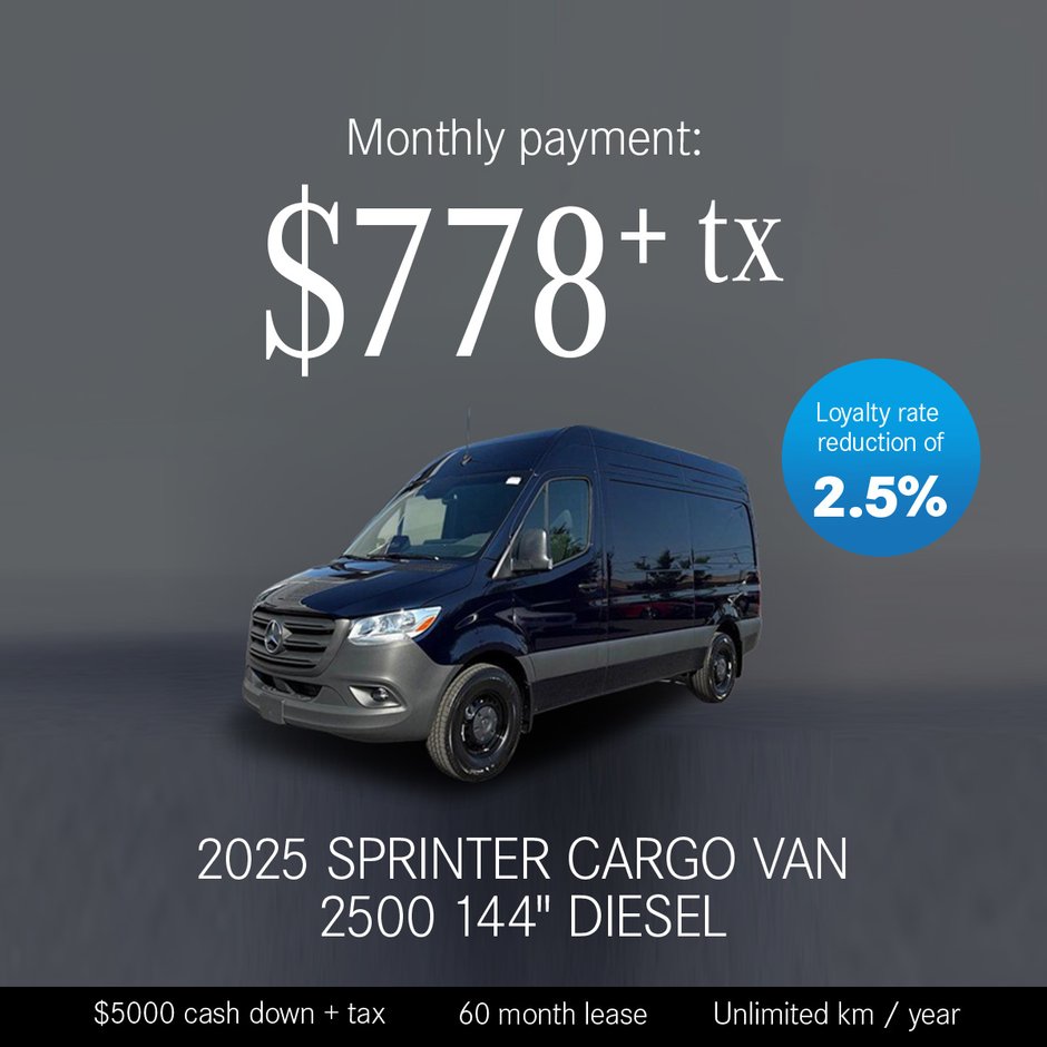 2025 Sprinter Cargo Van 2500 144'' Diesel