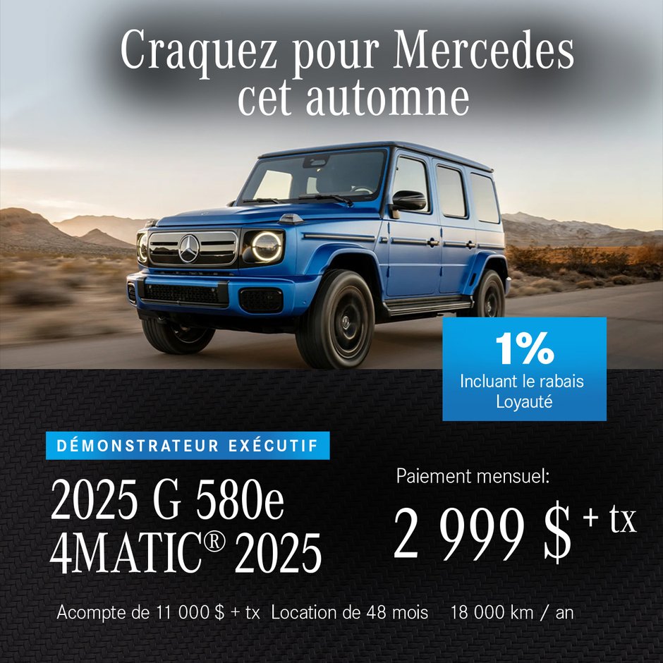 Démonstrateur Exécutif G 580e 4MATIC 2025