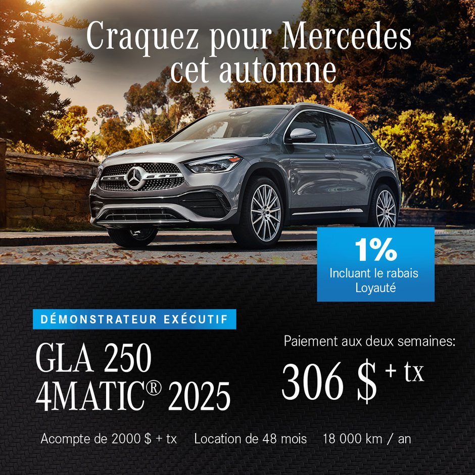 Démonstrateur Exécutif GLA 250 4MATIC 2025