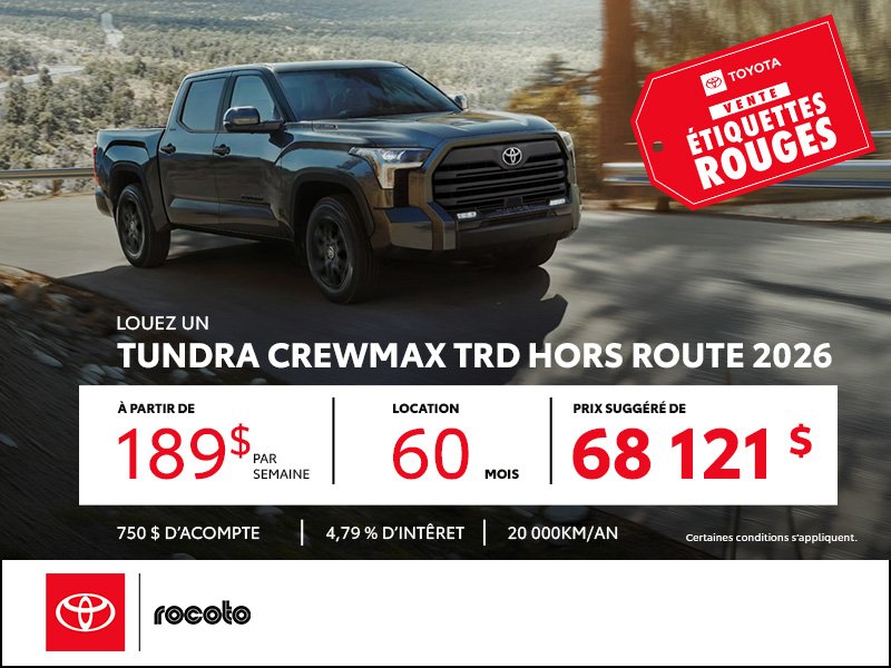 Tundra CrewMax TRD hors route 2026