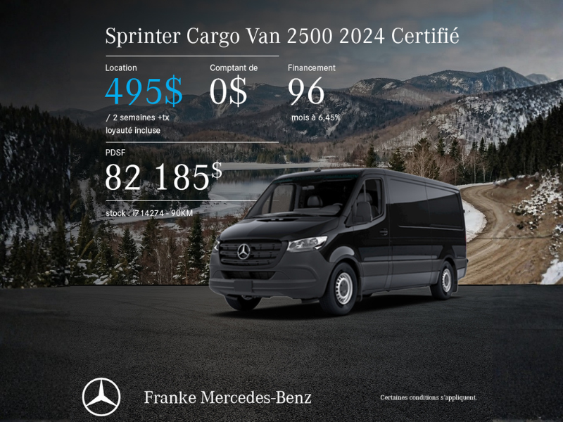 2024 Sprinter Cargo Van 2500 (Certifié)
