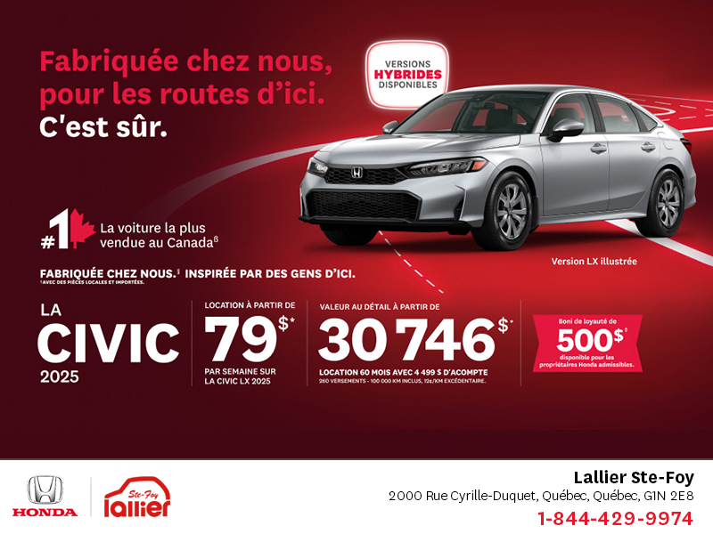 Obtenez le Honda Civic 2025 !