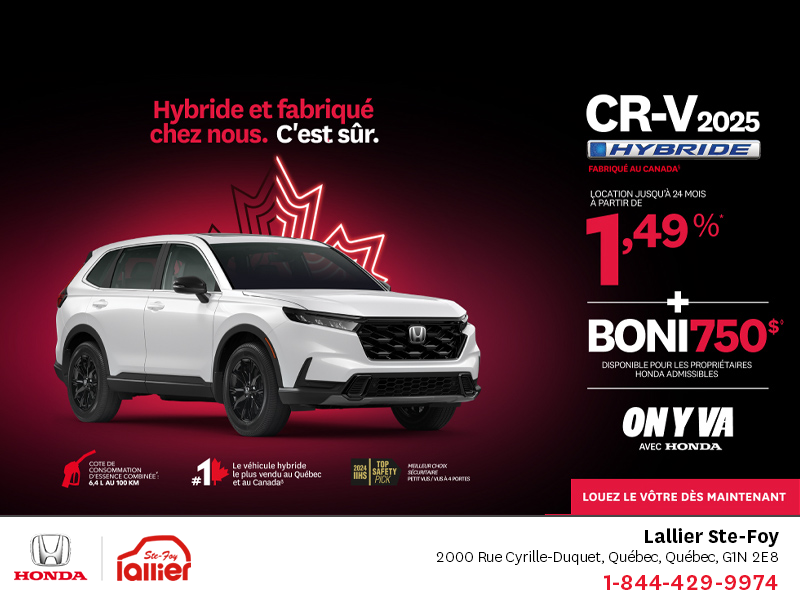 Obtenez le Honda CR-V Hybride 2025!