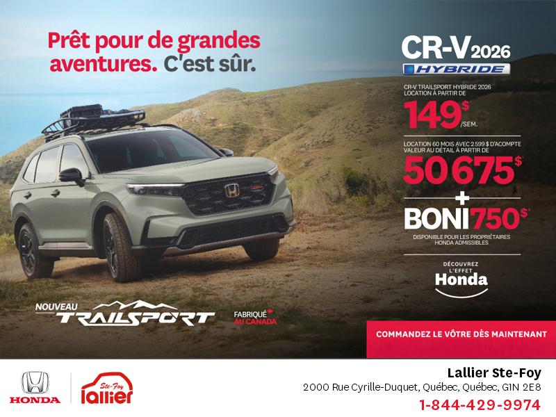 Obtenez le Honda CR-V Hybride 2026!