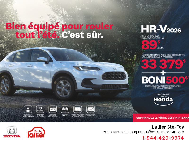 Obtenez le Honda HR-V 2026!