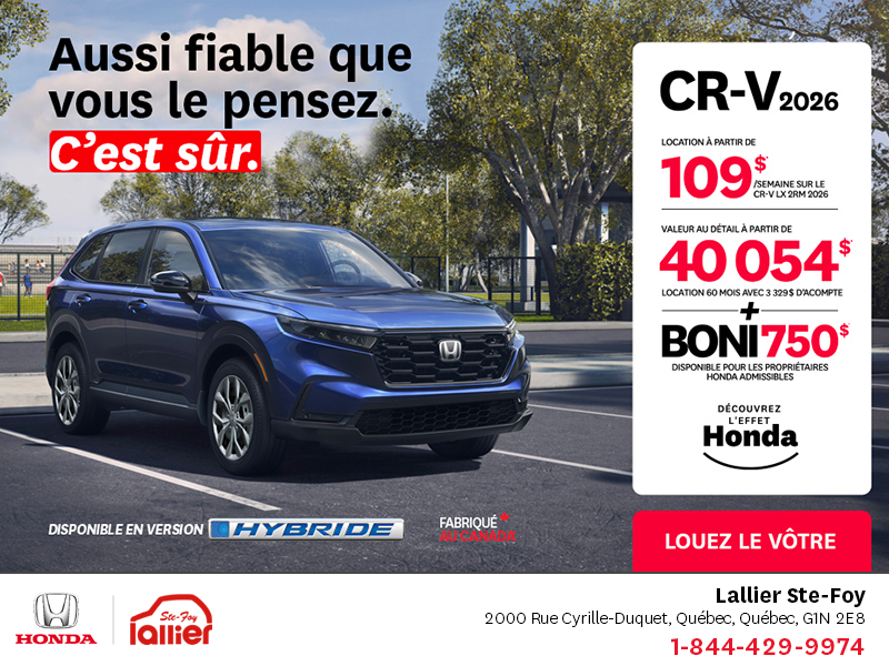 Obtenez le Honda CR-V 2026!