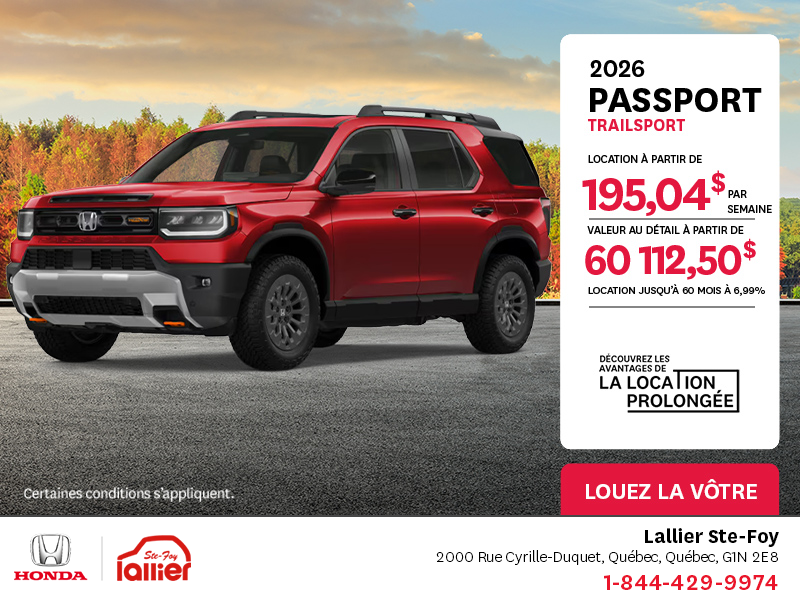 Obtenez le Honda Passport 2026 !