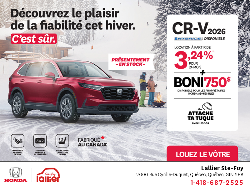 Obtenez le Honda CR-V 2026!