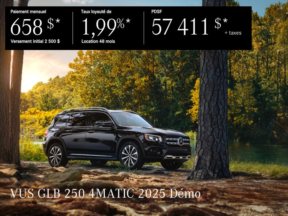VUS GLB 250 4MATIC 2025 en location à partir de 658 $*/par mois + taxes