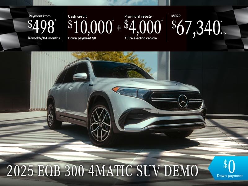 Demo 2025 EQB 300 4MATIC SUV from $498*/bi-weekly +tx