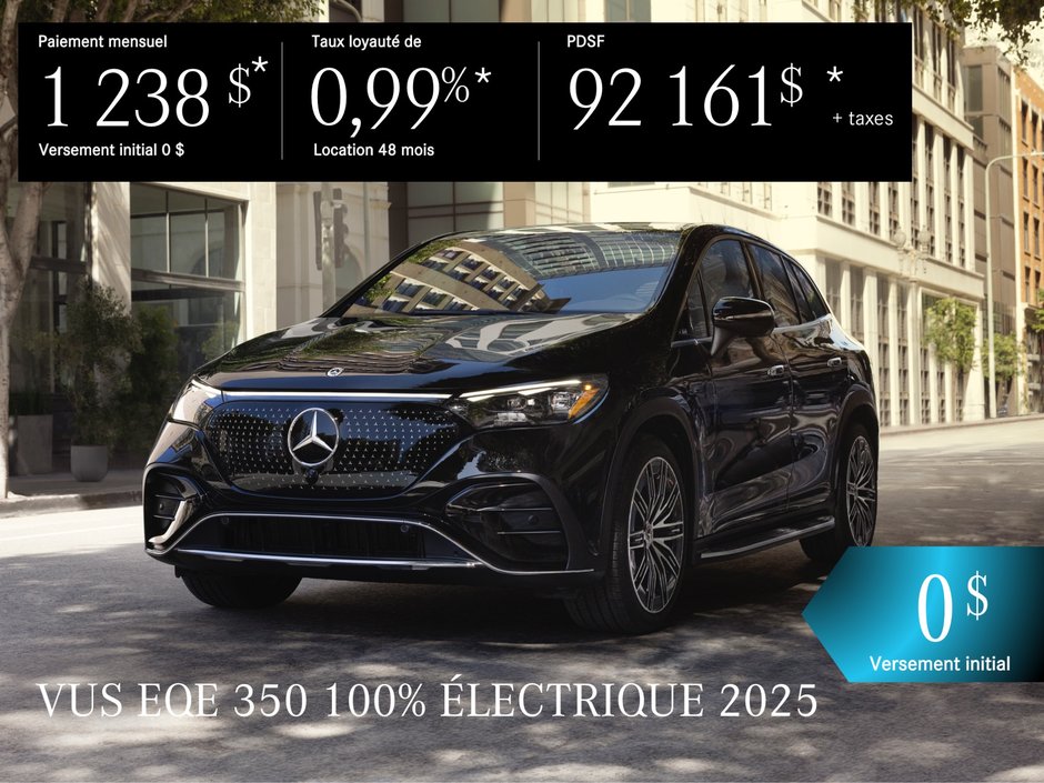 VUS EQE 350 4MATIC 2025 en location à partir de 1 238 $/mois + taxes.