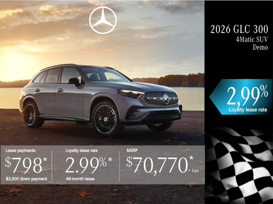 Lease the 2026 GLC 300 4MATIC SUV from $798/month + tax.