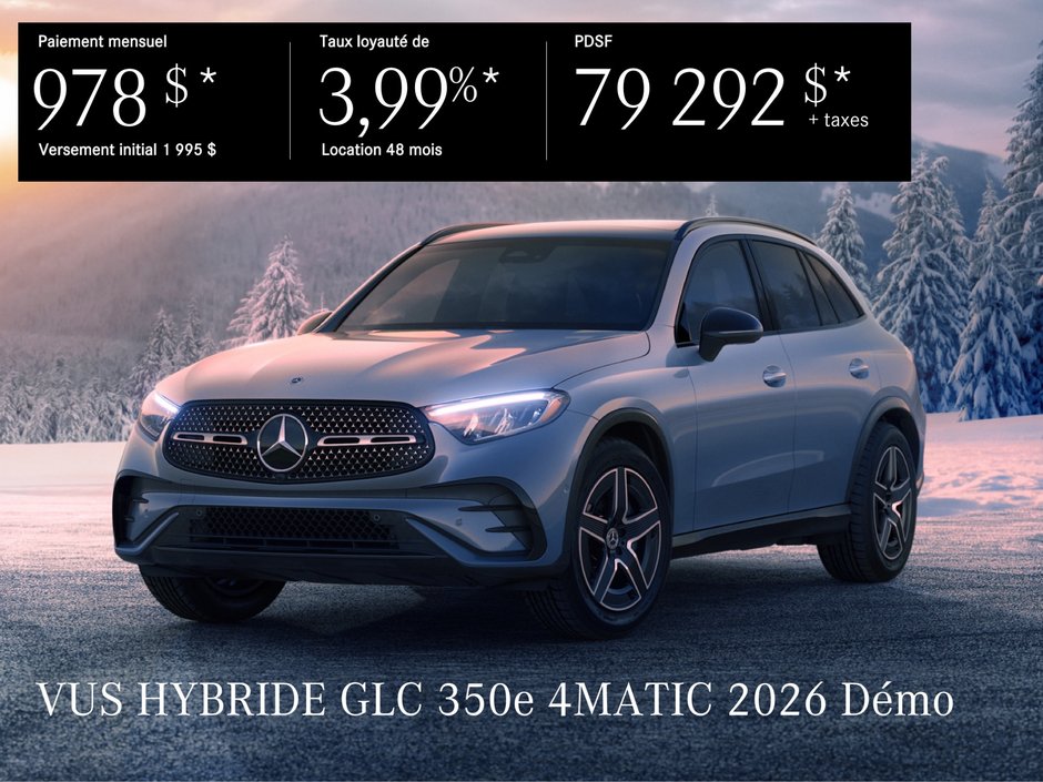 VUS HYBRIDE GLC 350e 4MATIC 2026 en location à partir de 978 $*/par mois + taxes