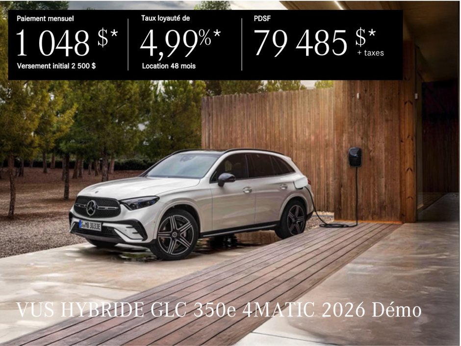 VUS HYBRIDE GLC 350e 4MATIC 2026 en location à partir de 1 048 $*/par mois + taxes