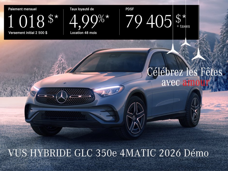 VUS HYBRIDE GLC 350e 4MATIC 2026 en location à partir de 1 018 $*/par mois + taxes