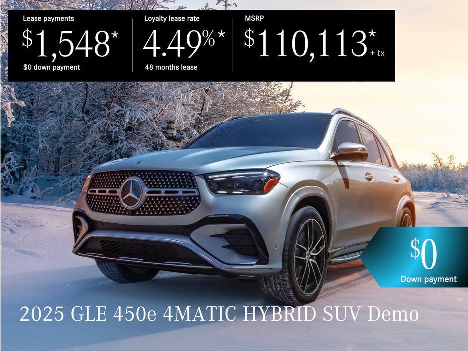 Lease the 2025 GLE 450e 4MATIC HYBRID SUV from $1,548/month* + tax