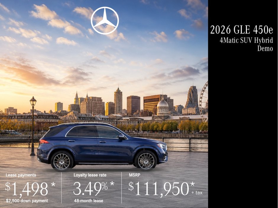 Lease the 2026 GLE 450e 4MATIC Hybrid SUV from $1,498/month + tax*
