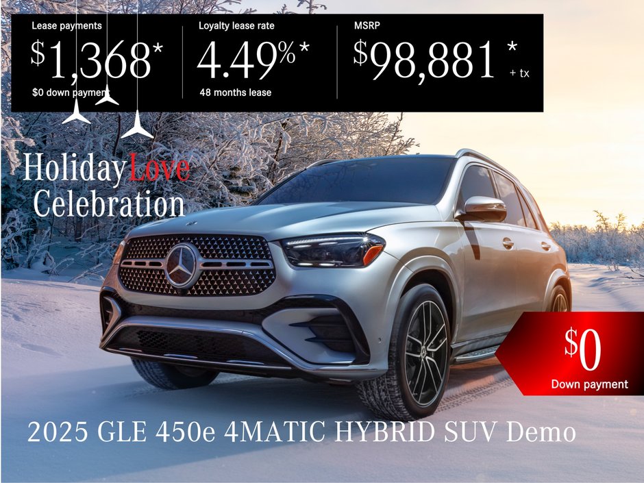 Lease the 2025 GLE 450e 4MATIC HYBRID SUV from $1,368/month* + tax