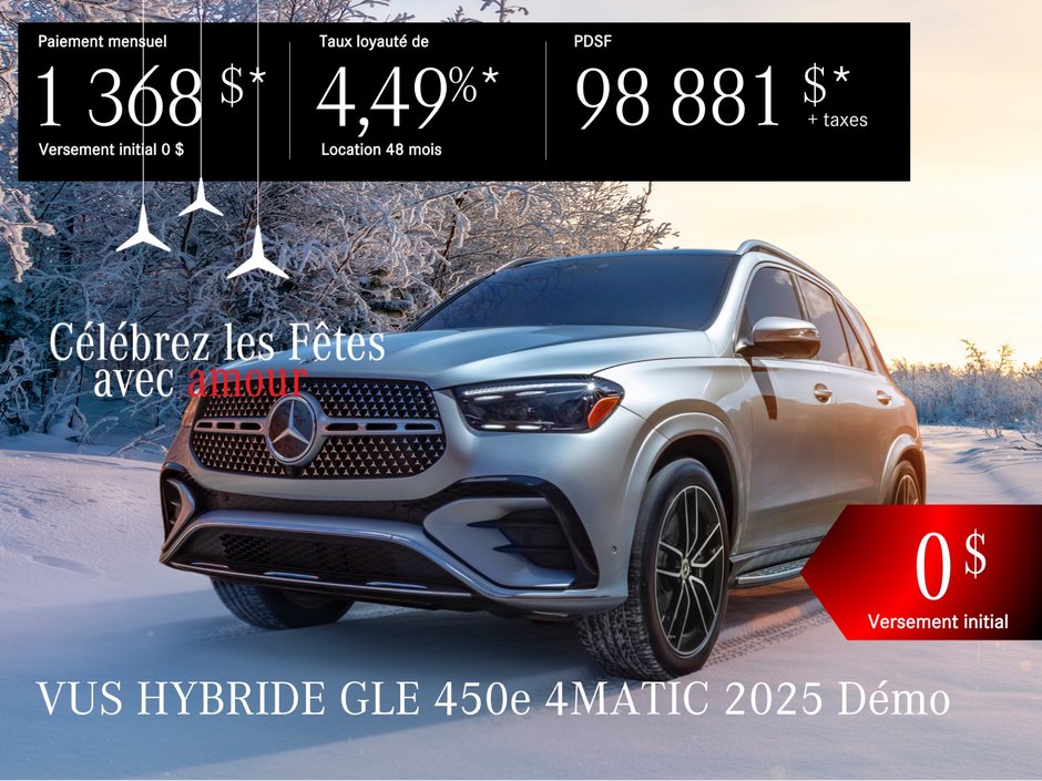 VUS HYBRIDE GLE 450e 4MATIC 2025 en location à partir de 1 368 $/mois* + taxes