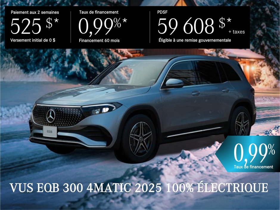 VUS EQB300 4MATIC 2025 – à partir de 525 $/aux 2 semaines + taxes*