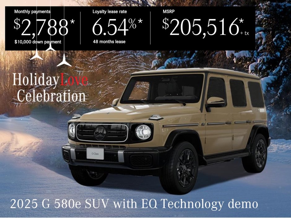 2025 G 580e SUV. Enjoy $52,000 in cash credit!