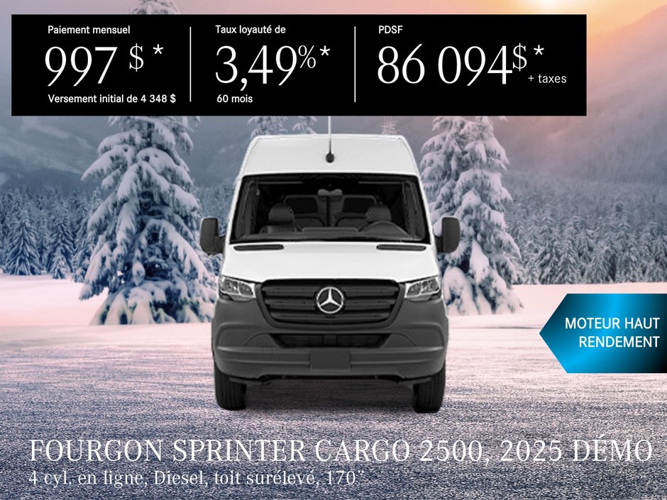 Louez le FOURGON SPRINTER CARGO 2500, 2025 à partir de 997 $/mois + taxes*