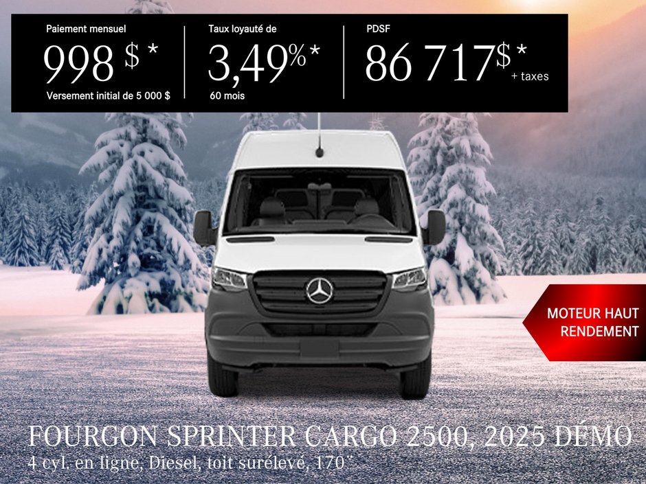 Louez le FOURGON SPRINTER CARGO DIESEL 2025 – location 60 mois à partir de 998 $/mois + taxes*