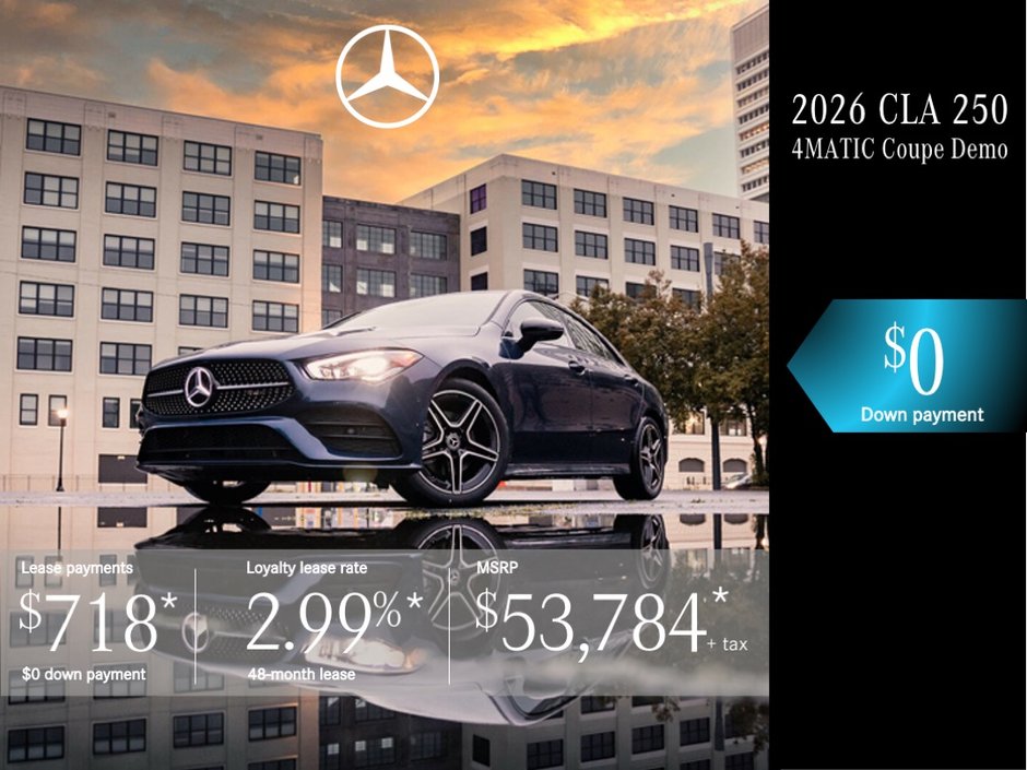 Lease the 2026 CLA 250 4MATIC Coupe from $718/month + tax*