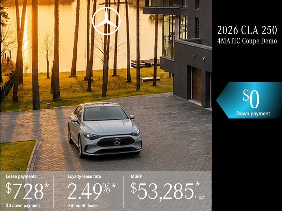 Lease the 2026 CLA 250 4MATIC Coupe from $728/month + tax*