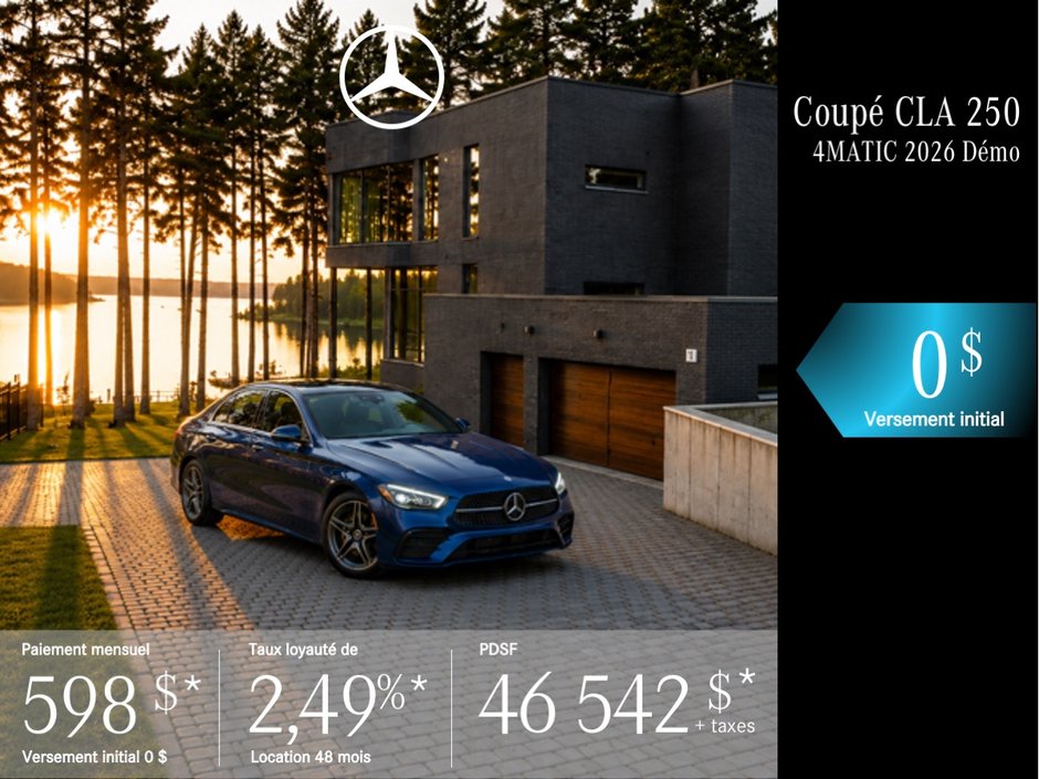 COUPÉ CLA 250 4MATIC 2026 en location à partir de 598 $/mois + taxes*