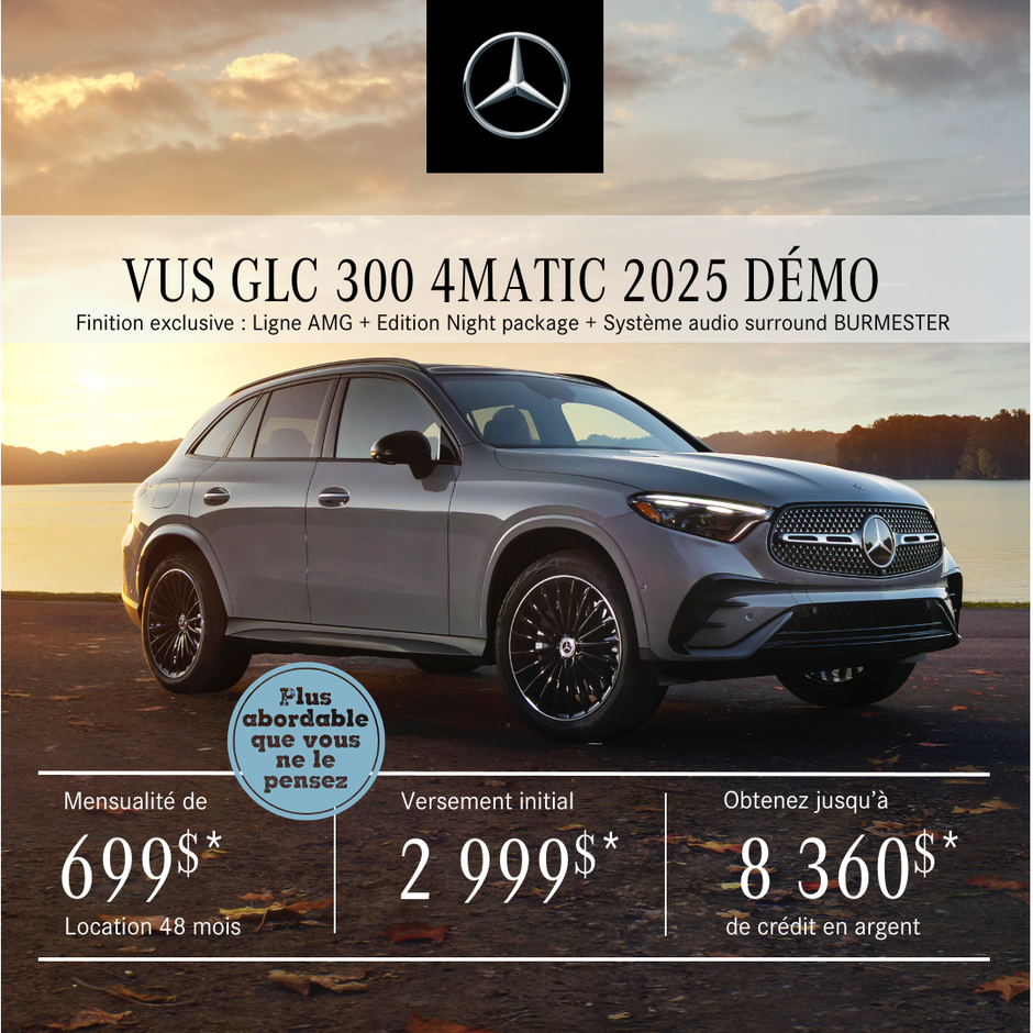 VUS GLC 300 4MATIC 2025 à partir de 699 $/mois*+tx
