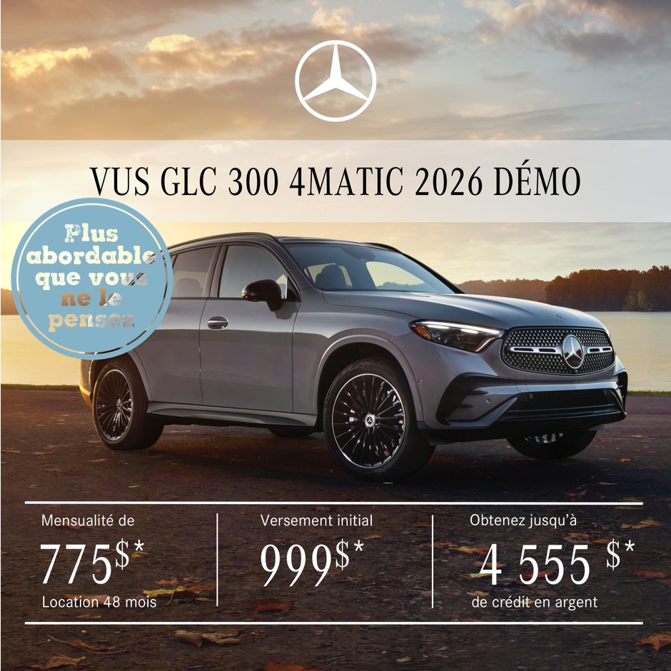 VUS GLC 300 4MATIC 2026 en location à partir de 775 $/mois + taxes*