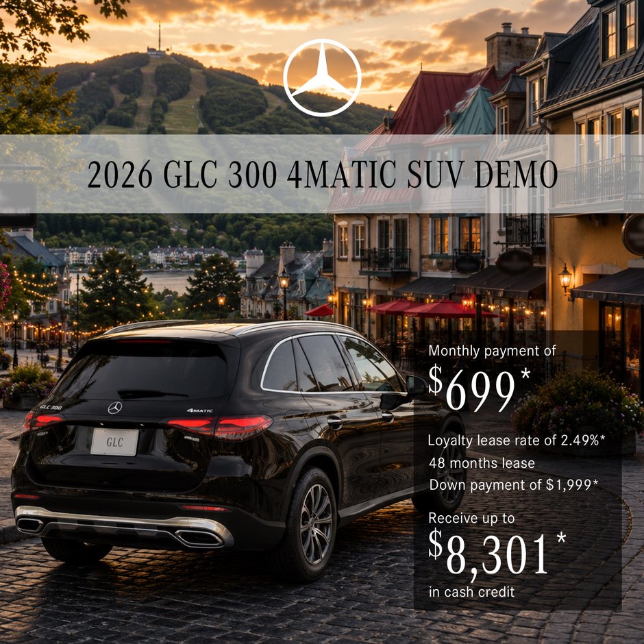Lease the 2026 GLC 300 4MATIC SUV from $699/month + tax*