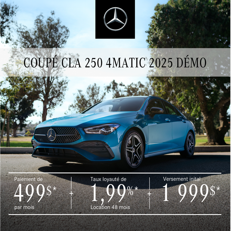 COUPÉ CLA 250 4MATIC 2025 à partir de 499 $/mois*+tx