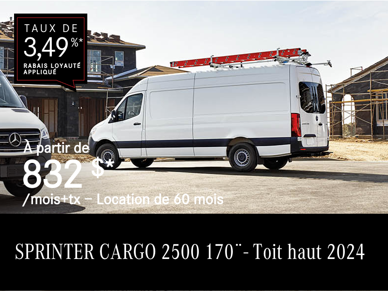 Fourgon SPRINTER 2500 2024, 170¨ à partir de 832 $/mois*+tx