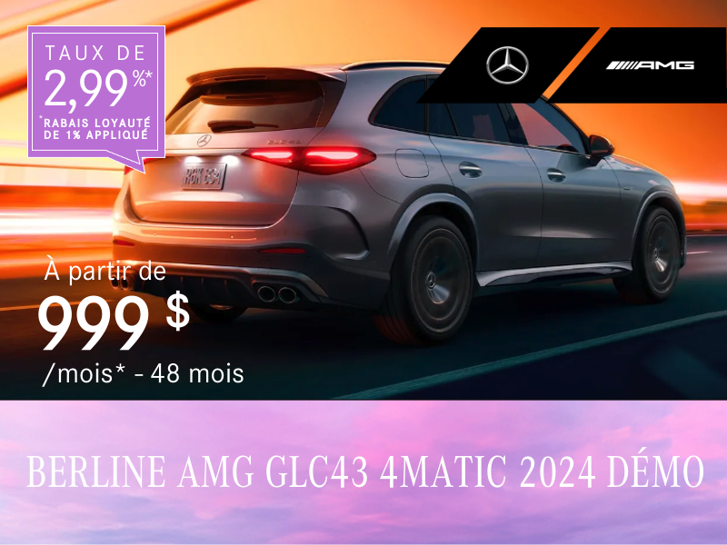 VUS AMG GLC43 4MATIC 2024 à partir de 999 $/mois*+tx