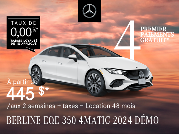 BERLINE EQE 350 4MATIC 2024 à partir de 445 $/aux 2 semaines*+tx