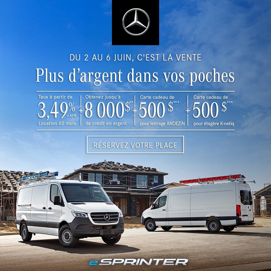 MÉGA VENTE SPRINTER DU 2 AU 6 JUIN