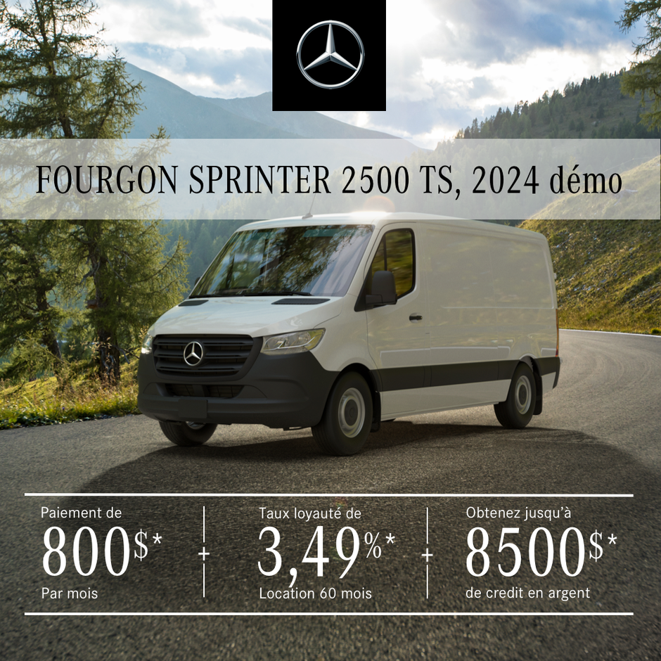 FOURGON SPRINTER 2500 2024, 144¨ à partir de 800 $/mois*+tx