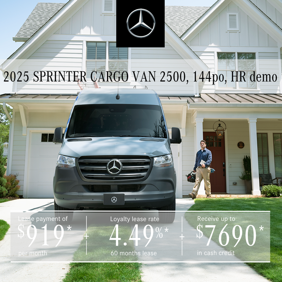 2025 SPRINTER 2500 Cargo Van, 144¨ from $919/month*+tx