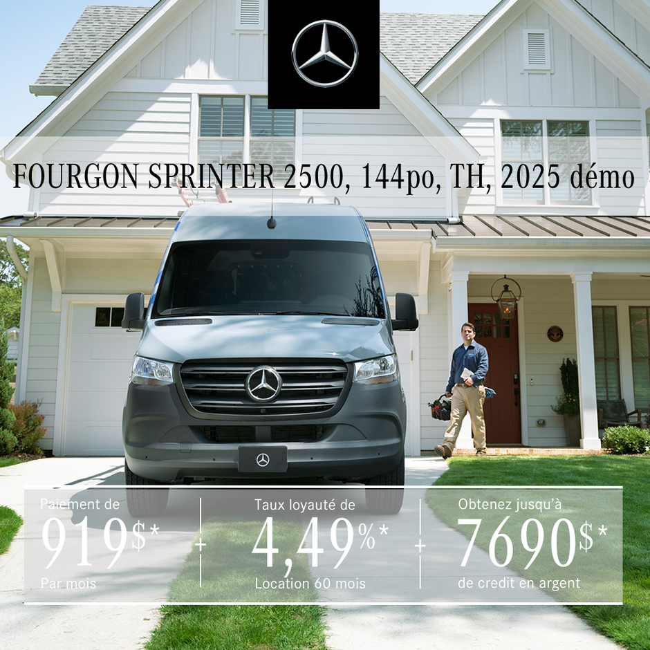 FOURGON SPRINTER 2500 2025, 144¨ à partir de 919 $/mois*+tx