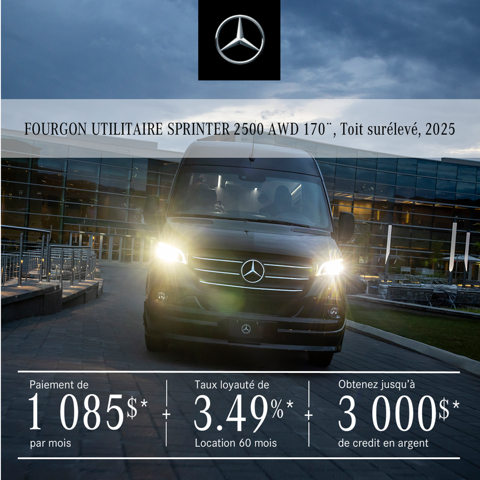 FOURGON SPRINTER 2500 AWD 170¨, 2025 à partir de 1 085 $/mois*+tx