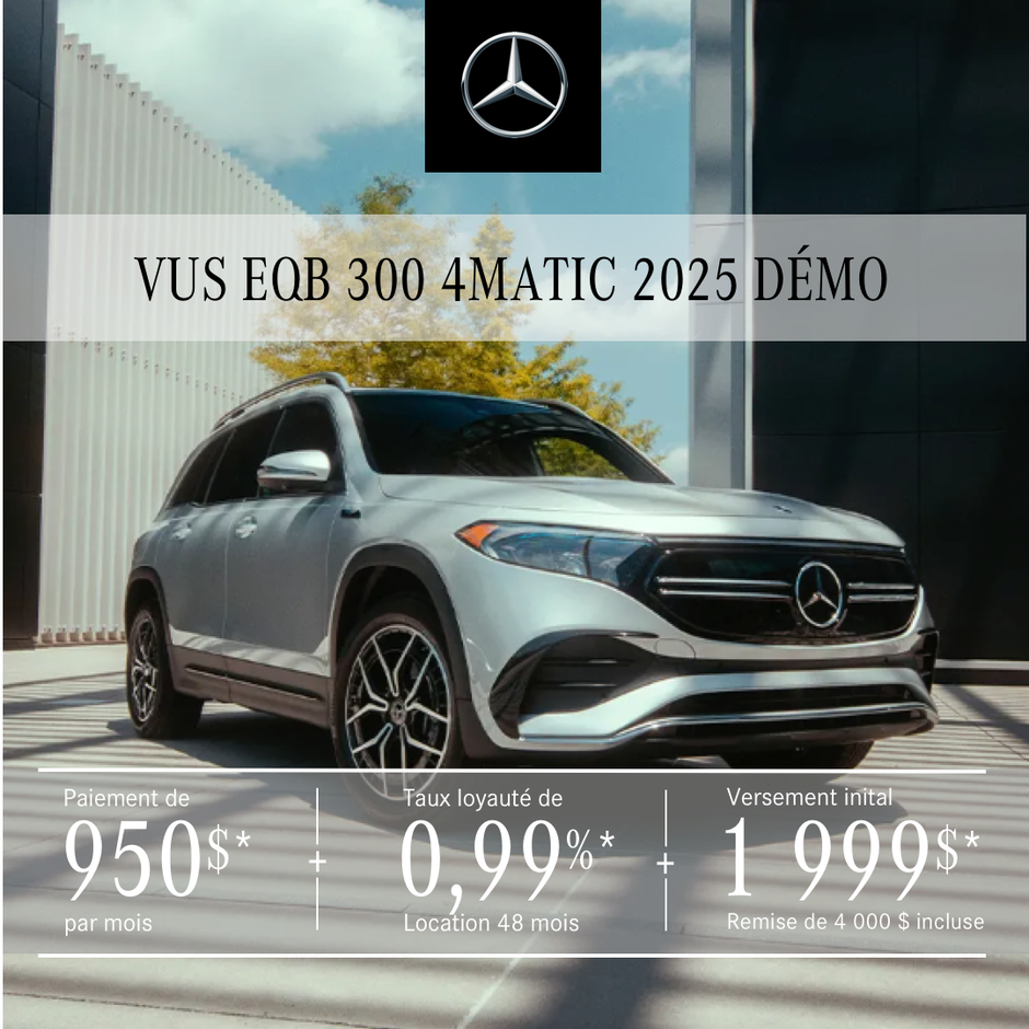 VUS EQB 300 4MATIC 2025 à partir de 950 $/mois *+tx