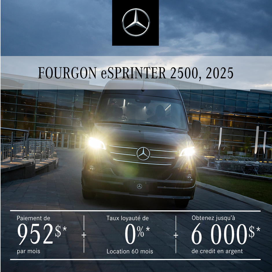 FOURGON eSPRINTER 2500 2025, 144¨ à partir de 952 $/mois*+tx