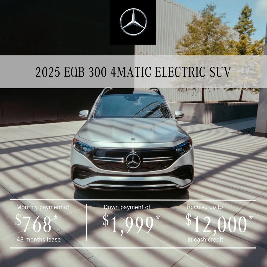 2025 EQB 300 4MATIC SUV demo starting at $768/month* +tx.