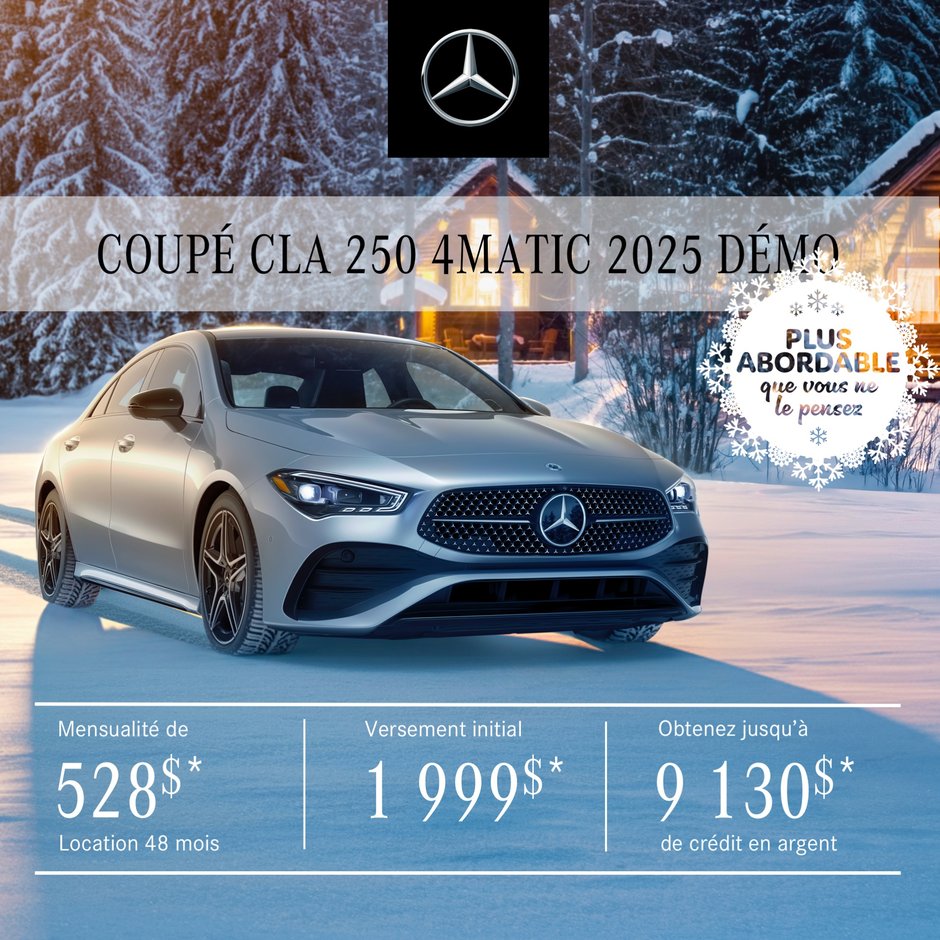 COUPÉ CLA 250 4MATIC 2025 à partir de 528 $/mois*+tx